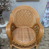 Pair of caned armchairs