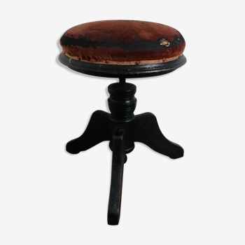 Tabouret réglable Napoléon III en bois noirci