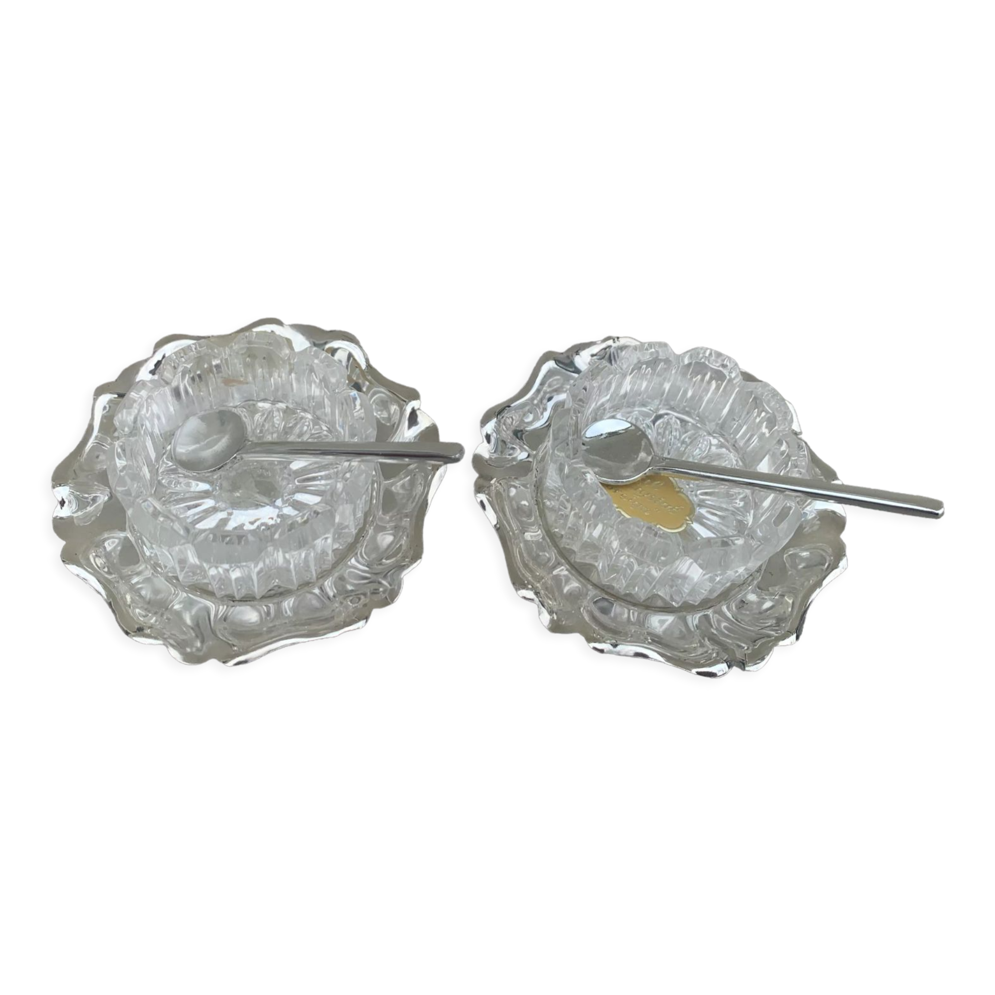 Crystal and silver metal saleron vintage 1950