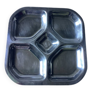 Plat compartimenté Guy Degrenne – inox années 70