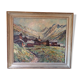 Huile sur panneau "Paysage village Alpin "