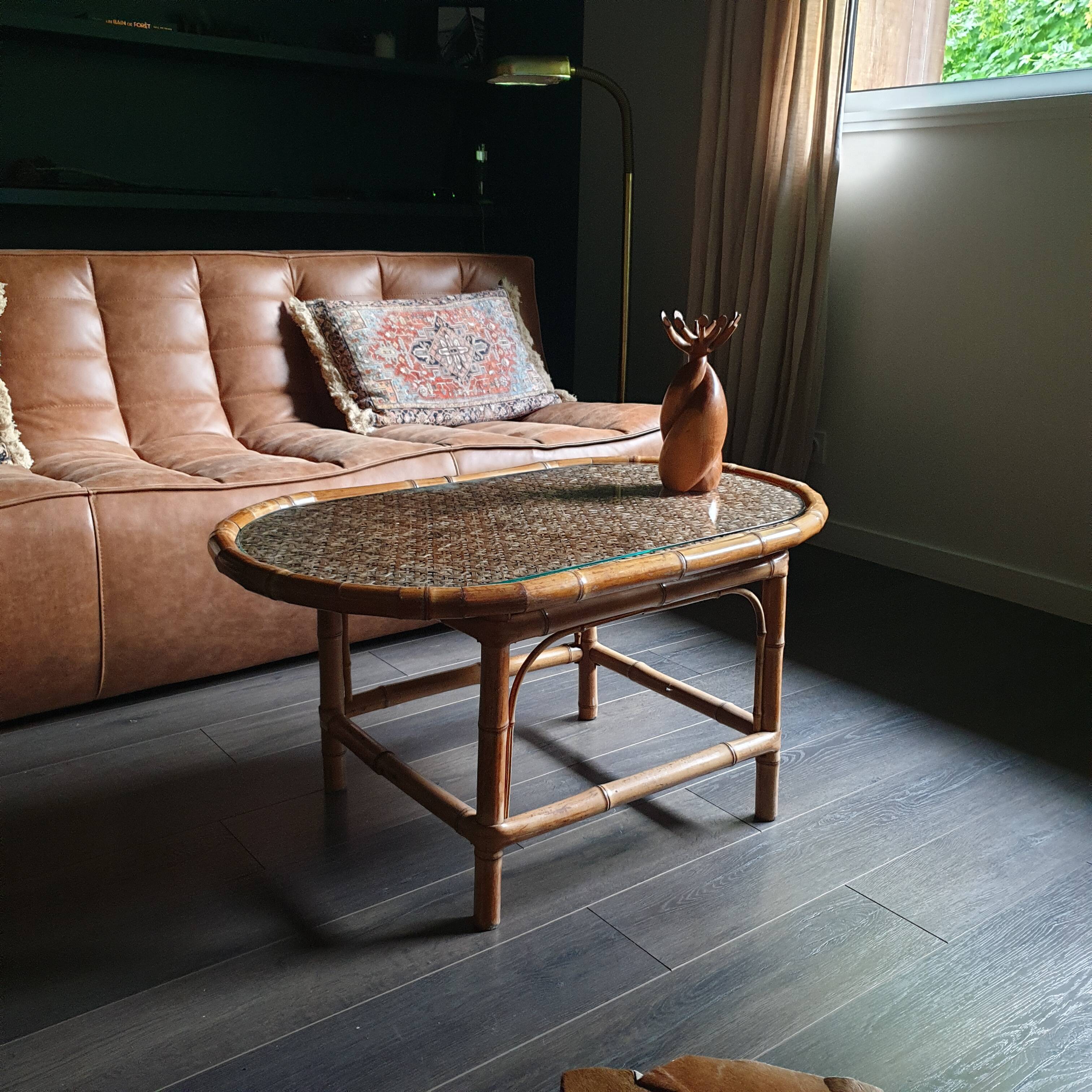 Bamboo coffee table from madagascar 80s