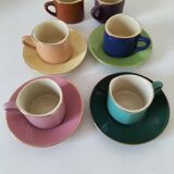 Vintage multicoloured triangular espresso set