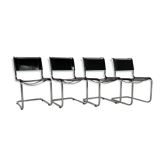 Set of 4 B33 leather chairs by Marcel Breuer, Thonet edition 1930