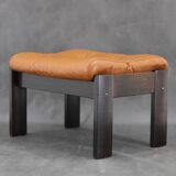 1960s Brown Leather Oak Stool, Denmark