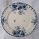 Round Gien porcelain dish with blue cyclamen motif