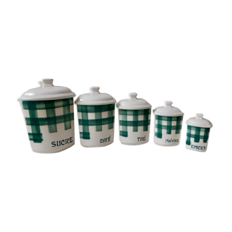 Série de 5 pots à épice Givors années 30