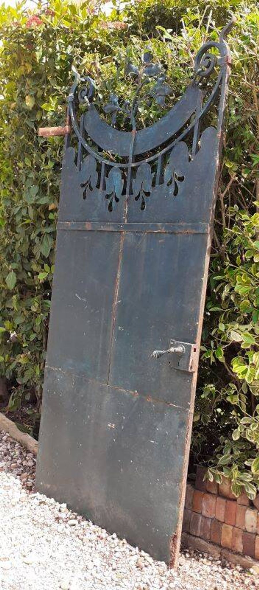 Solid gate, garden iron, H227x110cm, old, exterior door