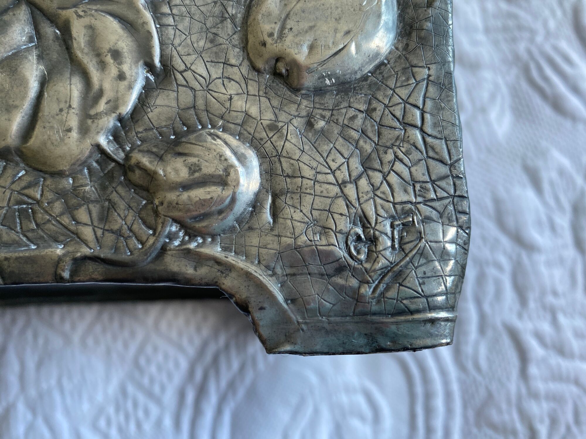 Tin planter pushed back Art Nouveau late nineteenth early twentieth century