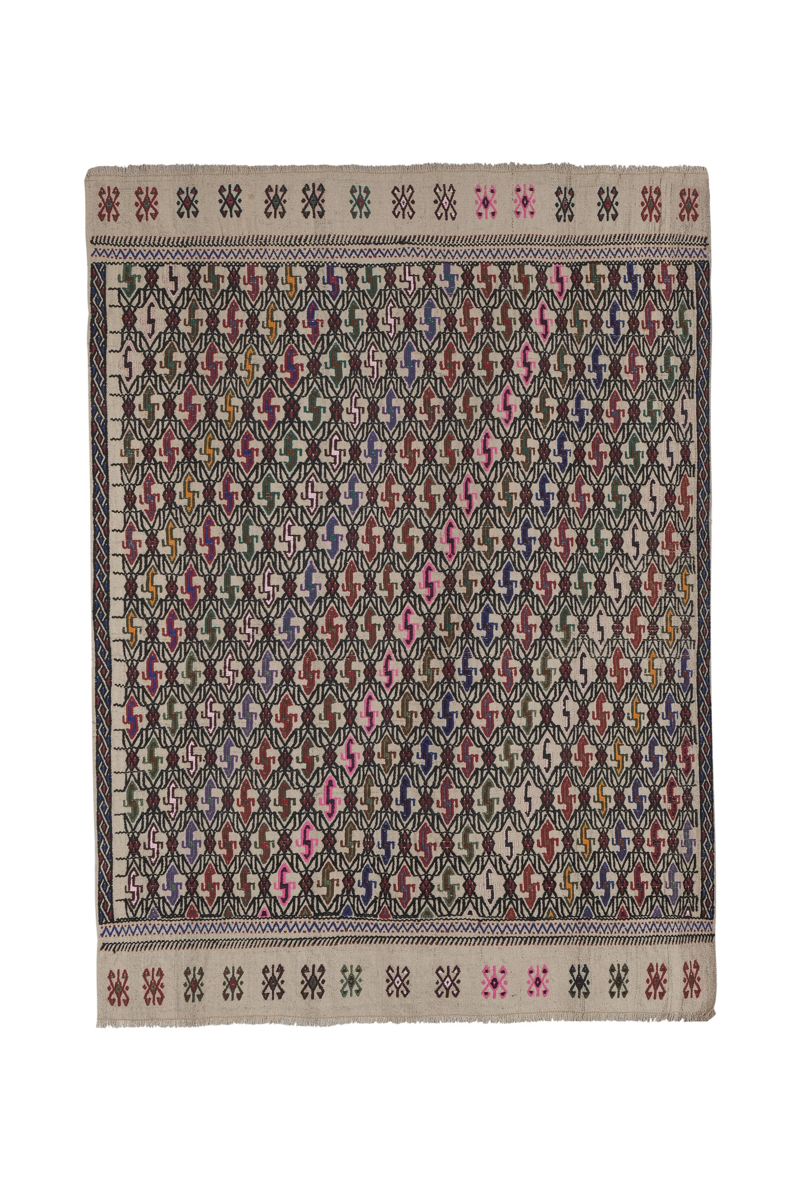 Masterwork Hand-Woven Rug Braided Kilim - Tribal Designer Carpet 3'9" X 5'