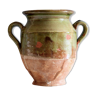 Terra cotta glazed Provencal old enameled antique olive jar
