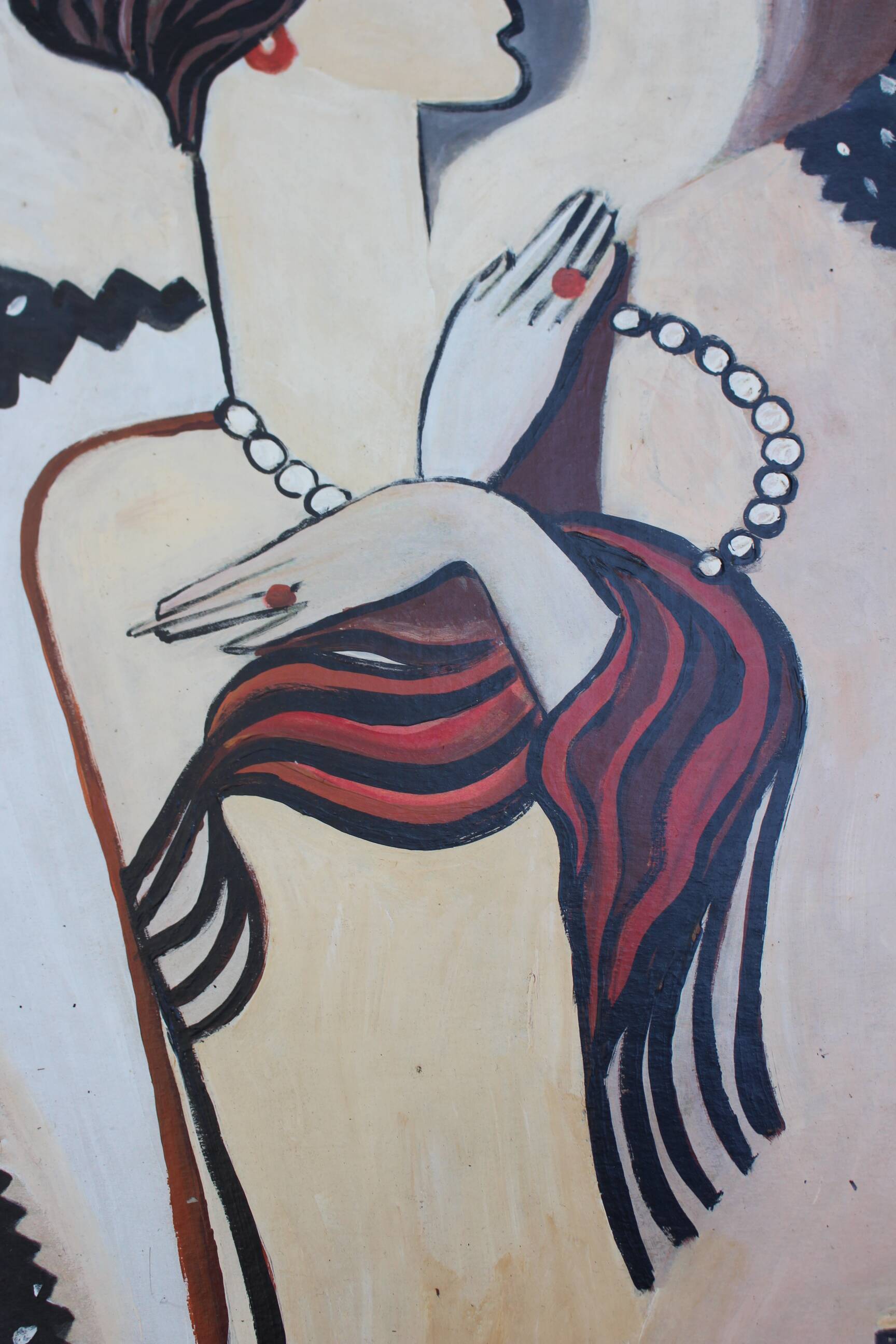 Mid-century modern expressionist oil painting nude from the 1960s.