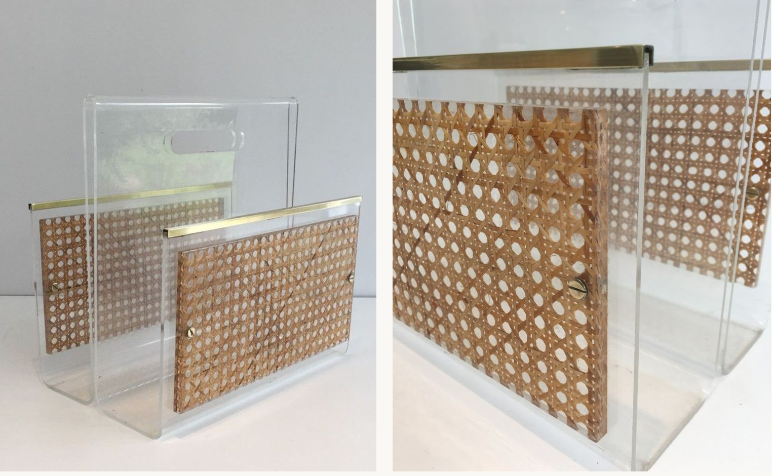 Pair of plexiglass magazine holders