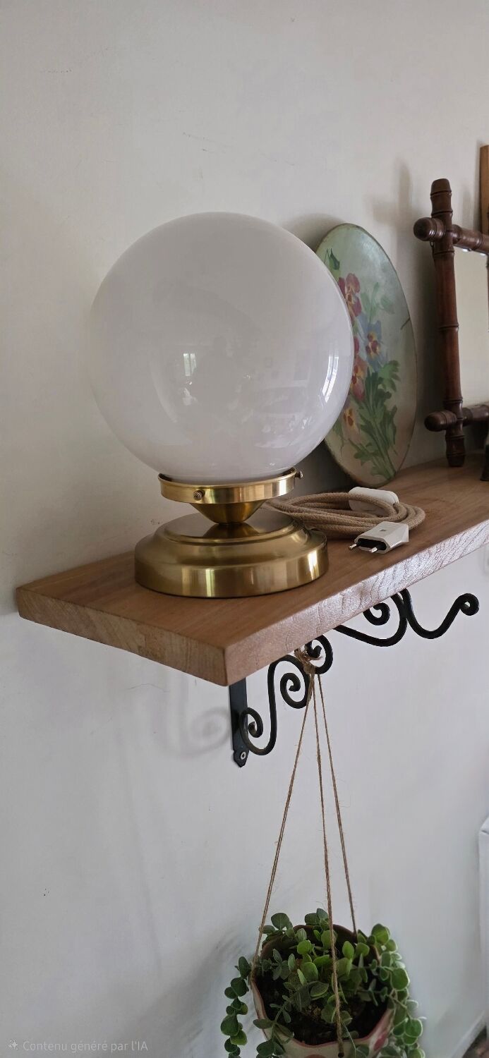 Vintage opaline globe table lamp
