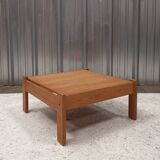 Table basse carré en pin, design vintage
