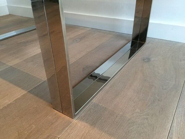 Table basse design chrome et laiton. Attribué à Willy Rizzo