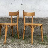 Pair of vintage bentwood curved wooden bistro chairs