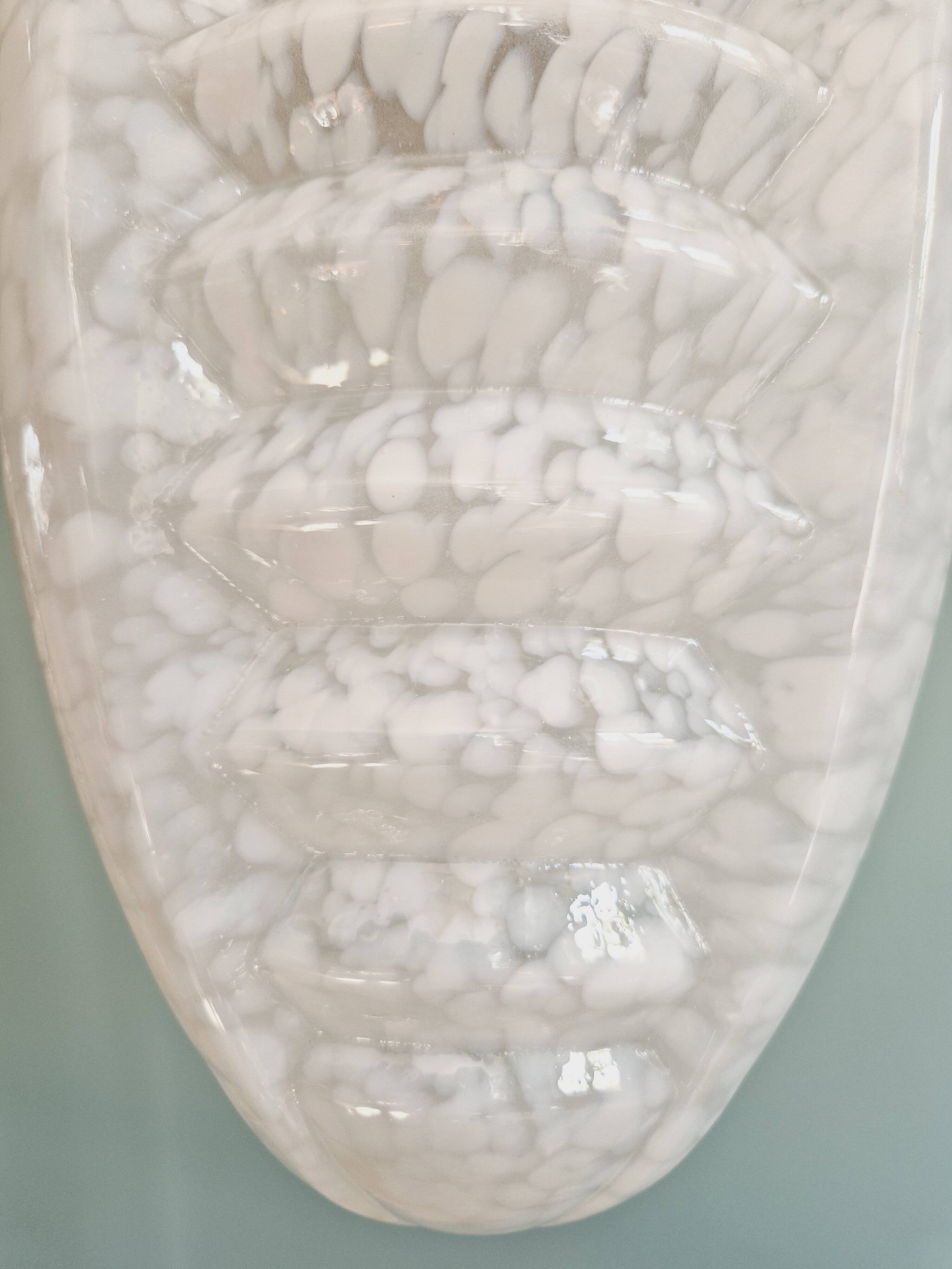 Art Deco pendant light in white speckled glass, 1920s-30s