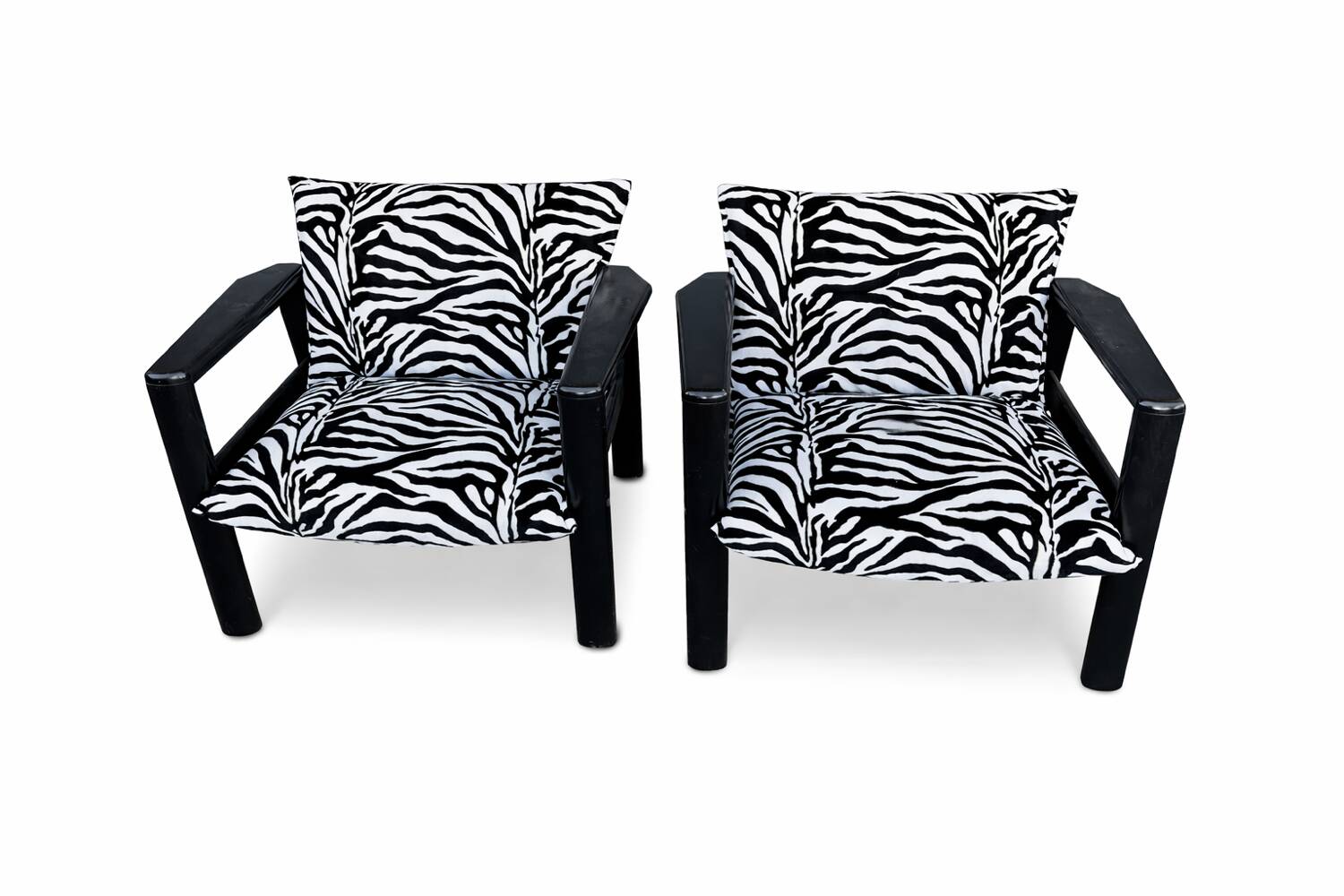 Pair of vintage zebra armchairs – 80s design spirit