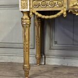 Louis XVI Console in Gilded Wood, Grey Ardennes Marble, 18th Century