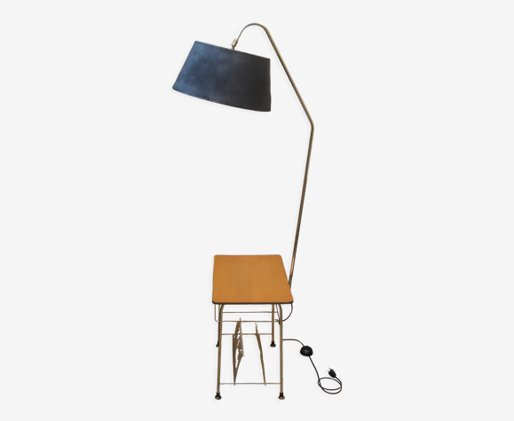 Lampadaire vintage 1960 a tablette et range disques