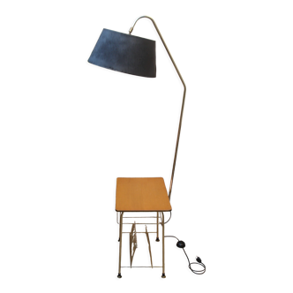 Lampadaire vintage 1960 a tablette et range disques