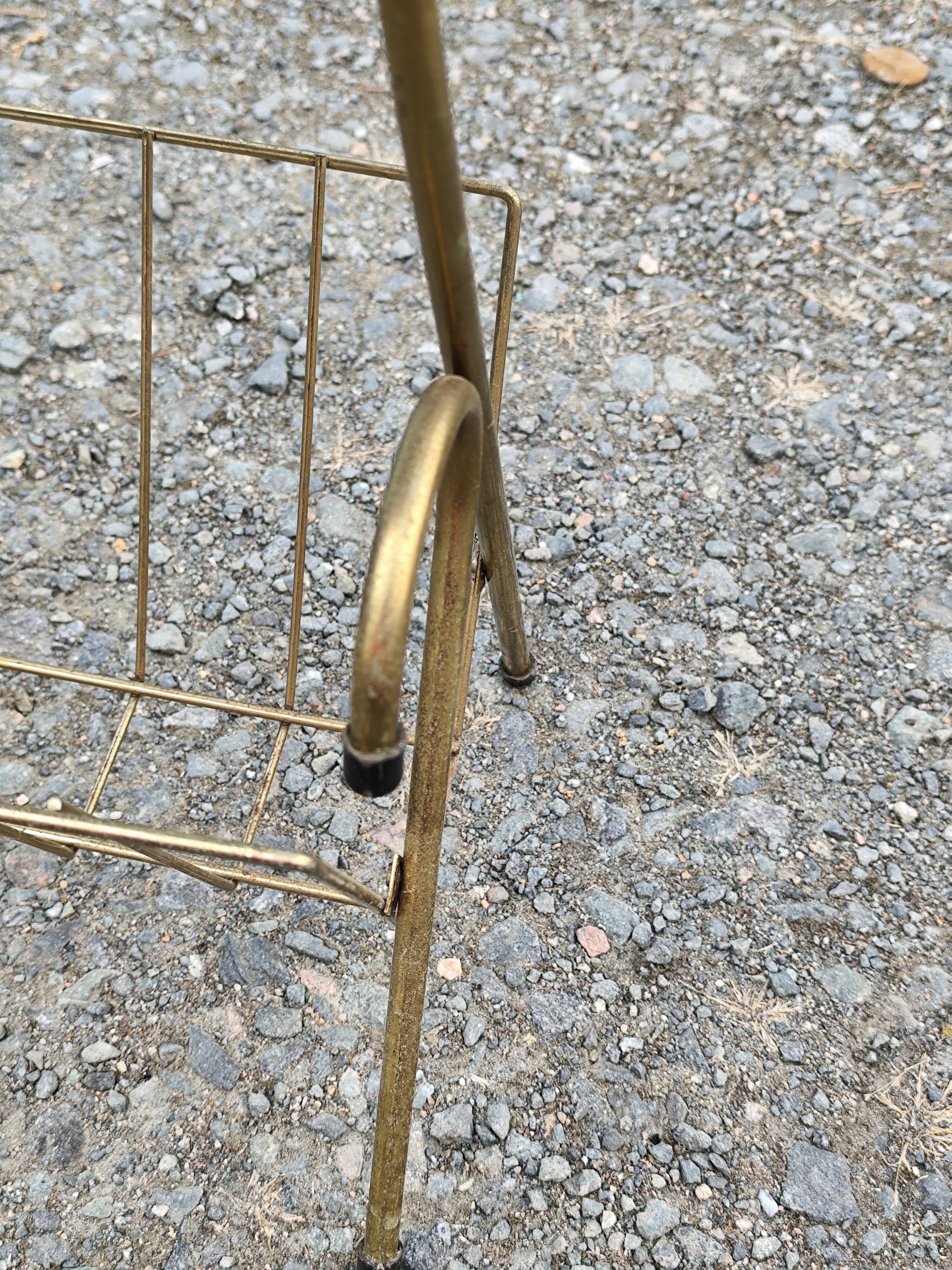 Magazine and document rack, Formica, chrome, gold finish