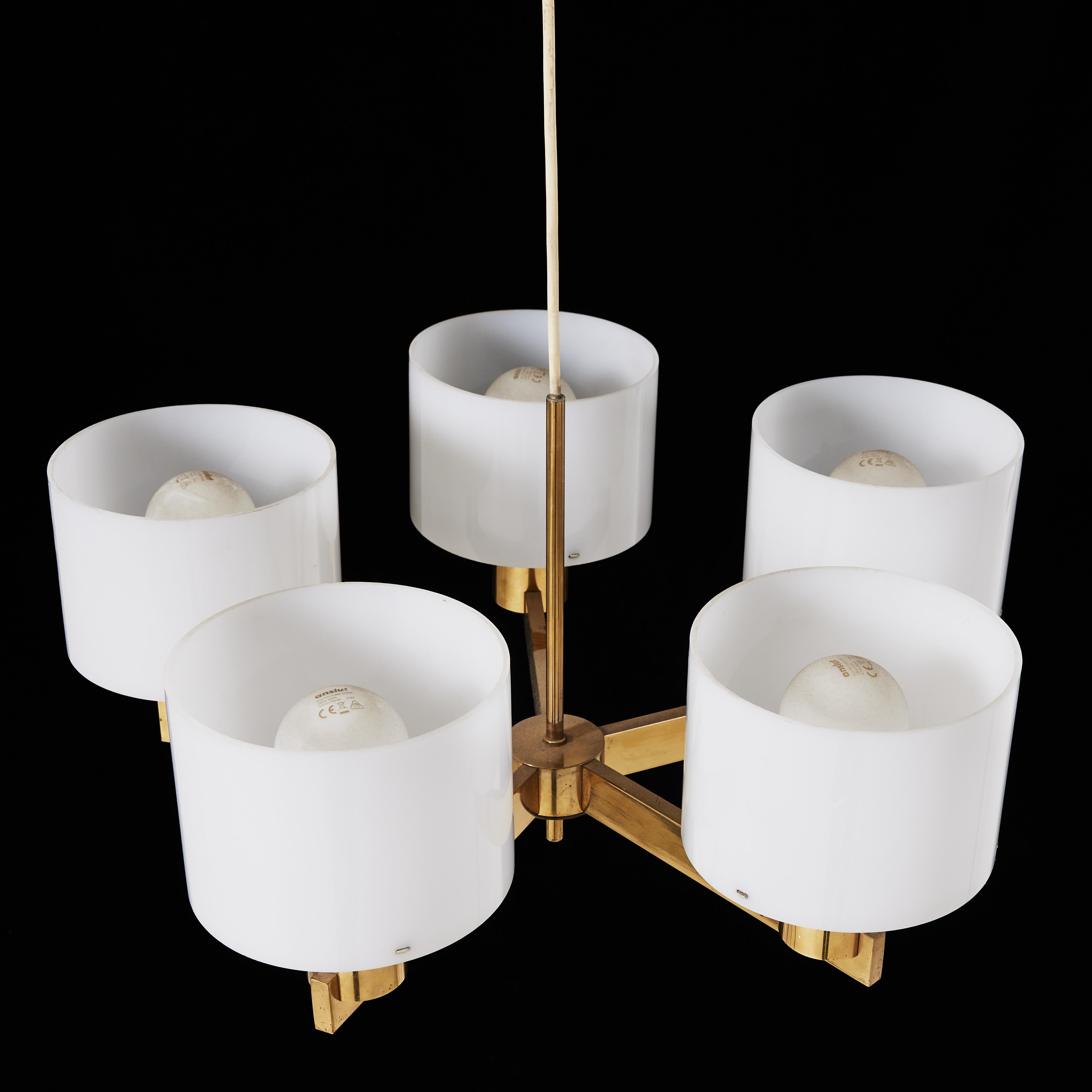 Chandelier Hans Agne Jakobsson made by AB Markaryd in Sweden around 1960, marked.
