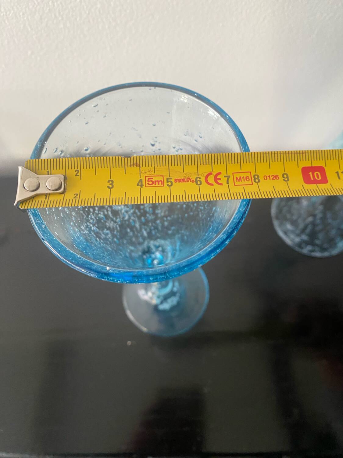 Pair of sky blue chalice or flute glasses