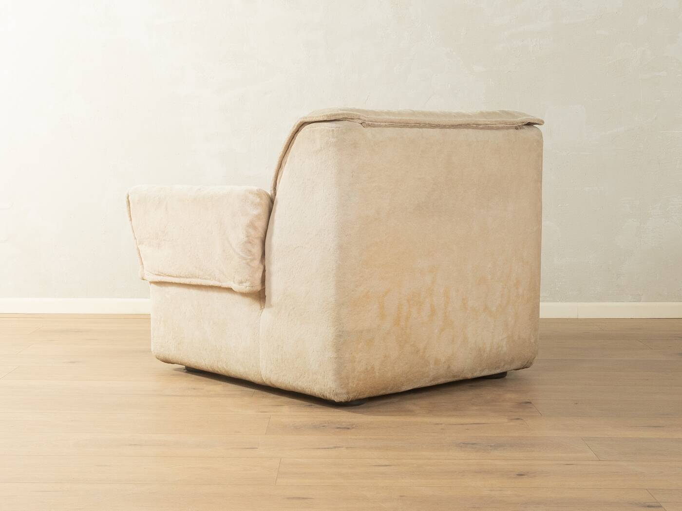 COR Space Age seating group, 1970s, set of 6 armchairs and footstool, cream white