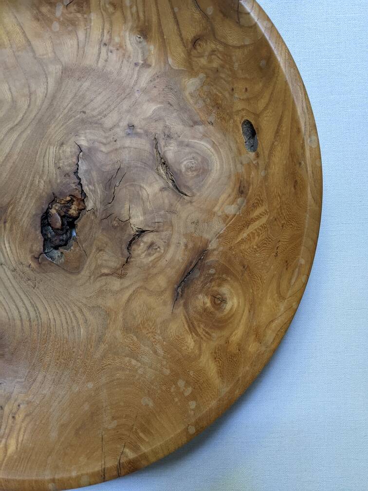 Coupe en bois d'olivier plat ancien artisanal slow décoration campagne