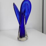 Vase bleu verre 3 pétales