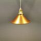 Copper hanging lamp with brass colored top and white inside lacquer.