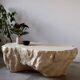 Design coffee table with travertine rock effect — unique piece hand-sculpted.