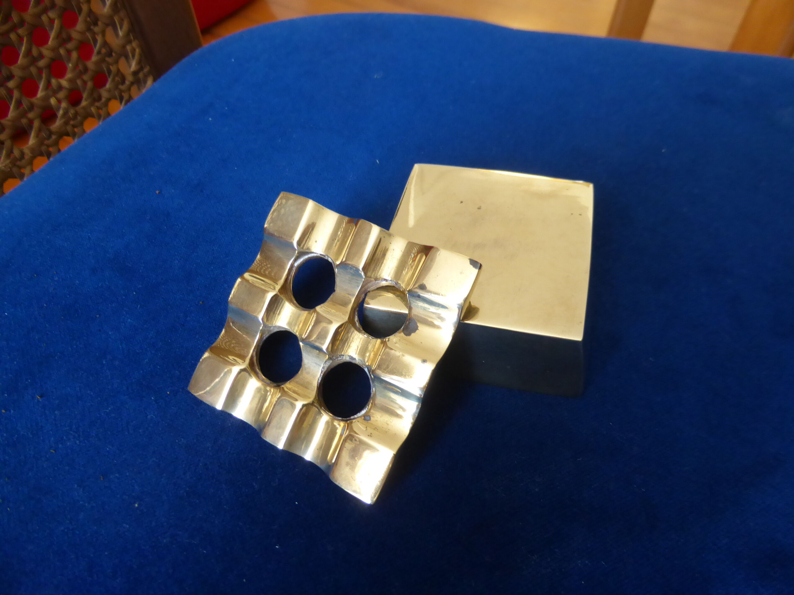 Scandinavian brass ashtray, 70s