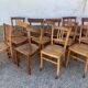 Set of 13 old art deco bistro chairs from the 1930s in light wood