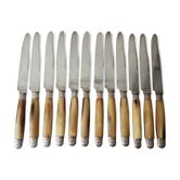Coffret 12 ancien couteau de table lame acier Virole Louis XVI manche corne