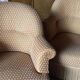 Pair of renovated toad armchairs in beige velvet