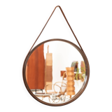 Round mirror in walnut