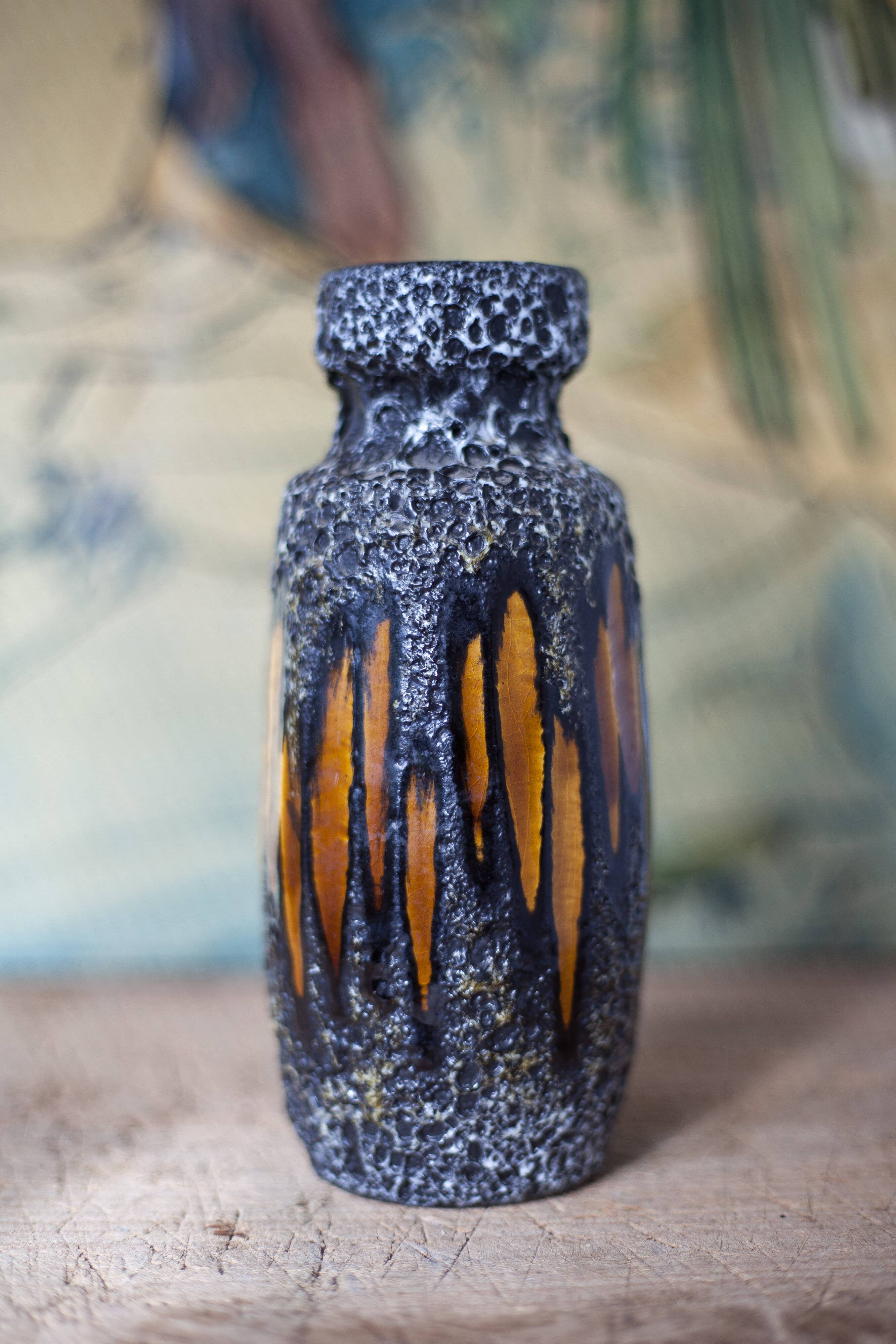 West Germany ceramic vase, fat lava vase, 210-18, flower pot, collection, 60's