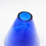 Cobalt blue glass spinning top vase - Salviati Murano