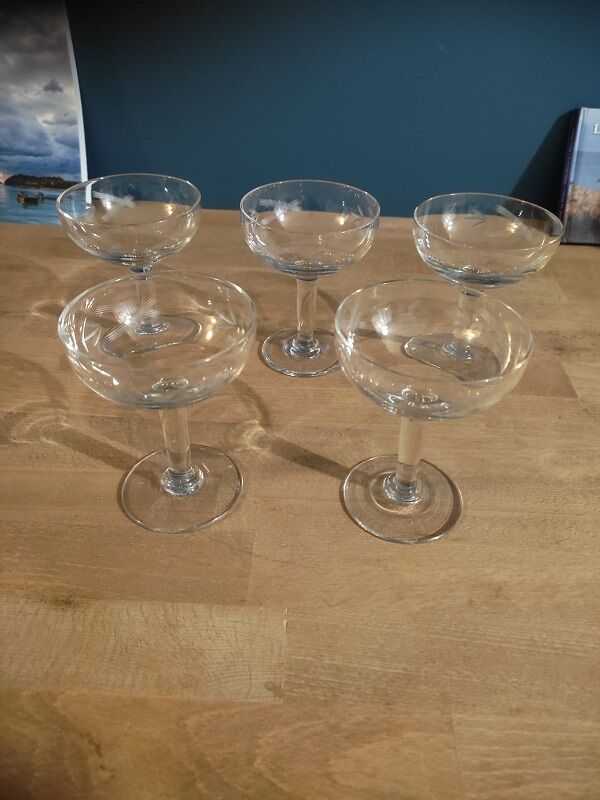 Champagne glasses chopped grapes