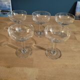 Champagne glasses chopped grapes