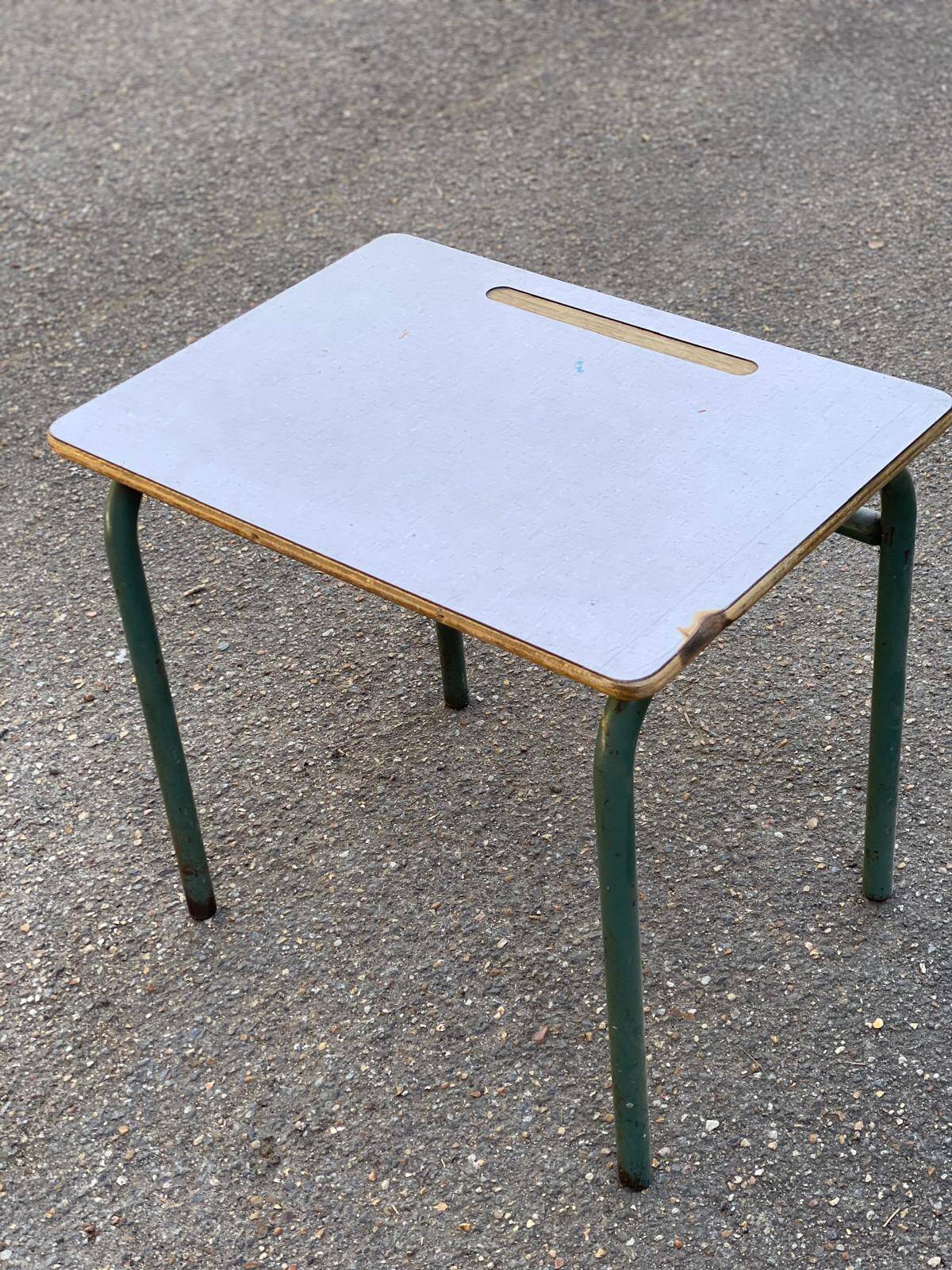 Bureau écolier bois et acier vert