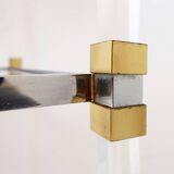 Claustra shelf in plexiglass, smoked glass and brass