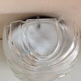 Plafonnier carré en verre granité / vintage années 60-70