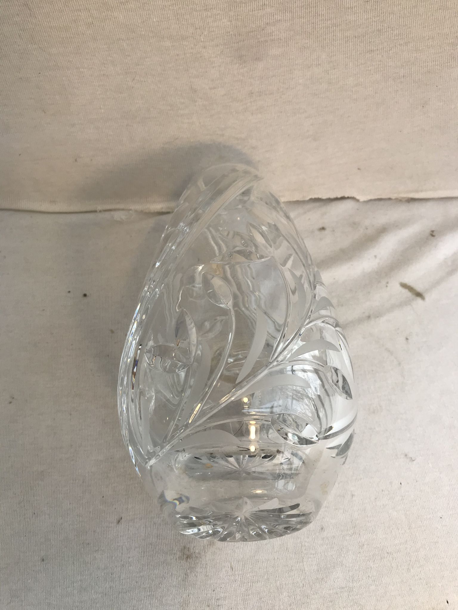 Antique crystal vase cut & polished flower design made in France