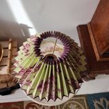 Glass lamp base and flowered lampshade