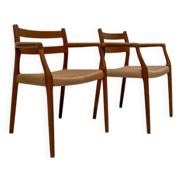 1/2 1960s vintage Danish teak dining armchairs Model 67 by Niels Otto Møller