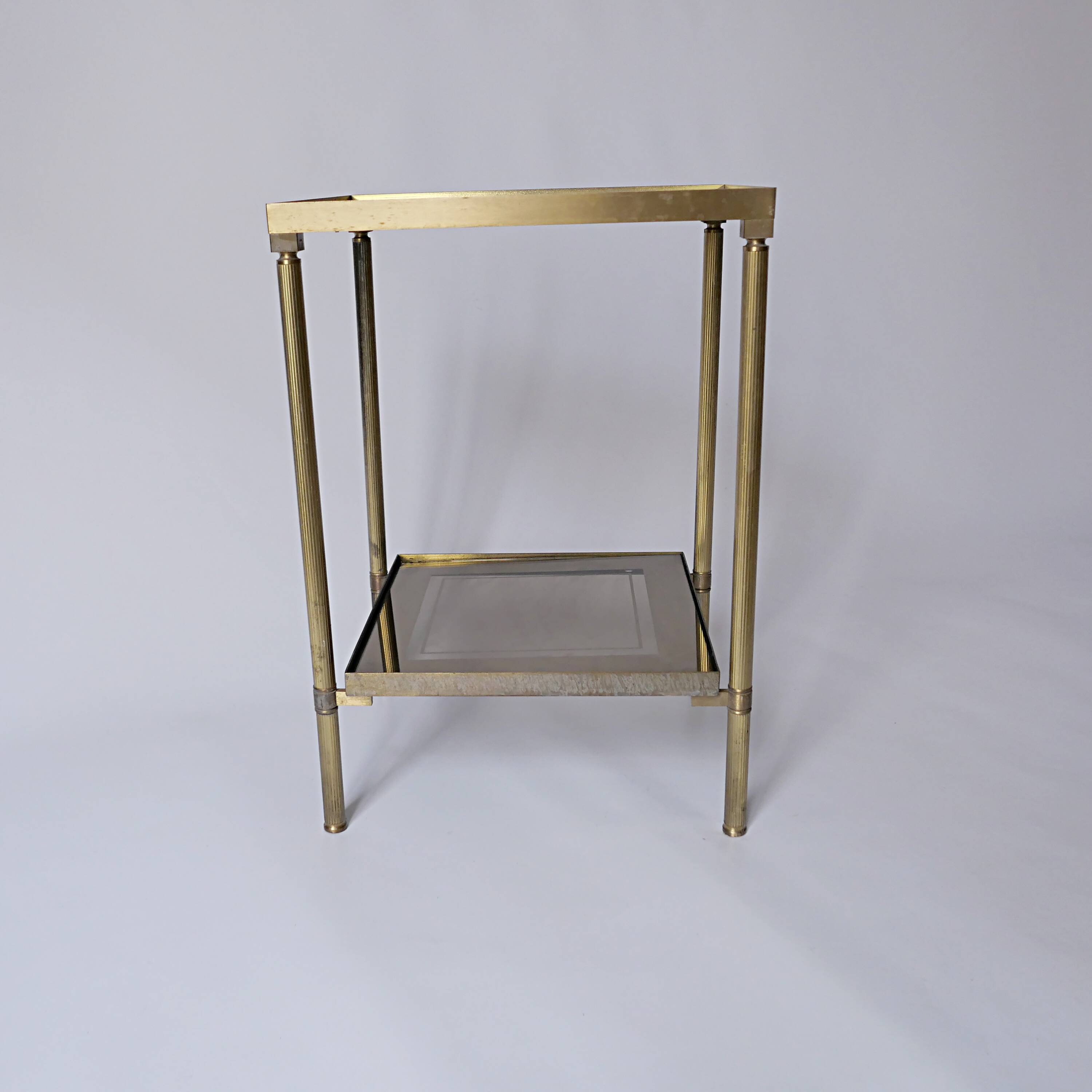 saddle table in brass smoked glass mirror old vintage Jansen house